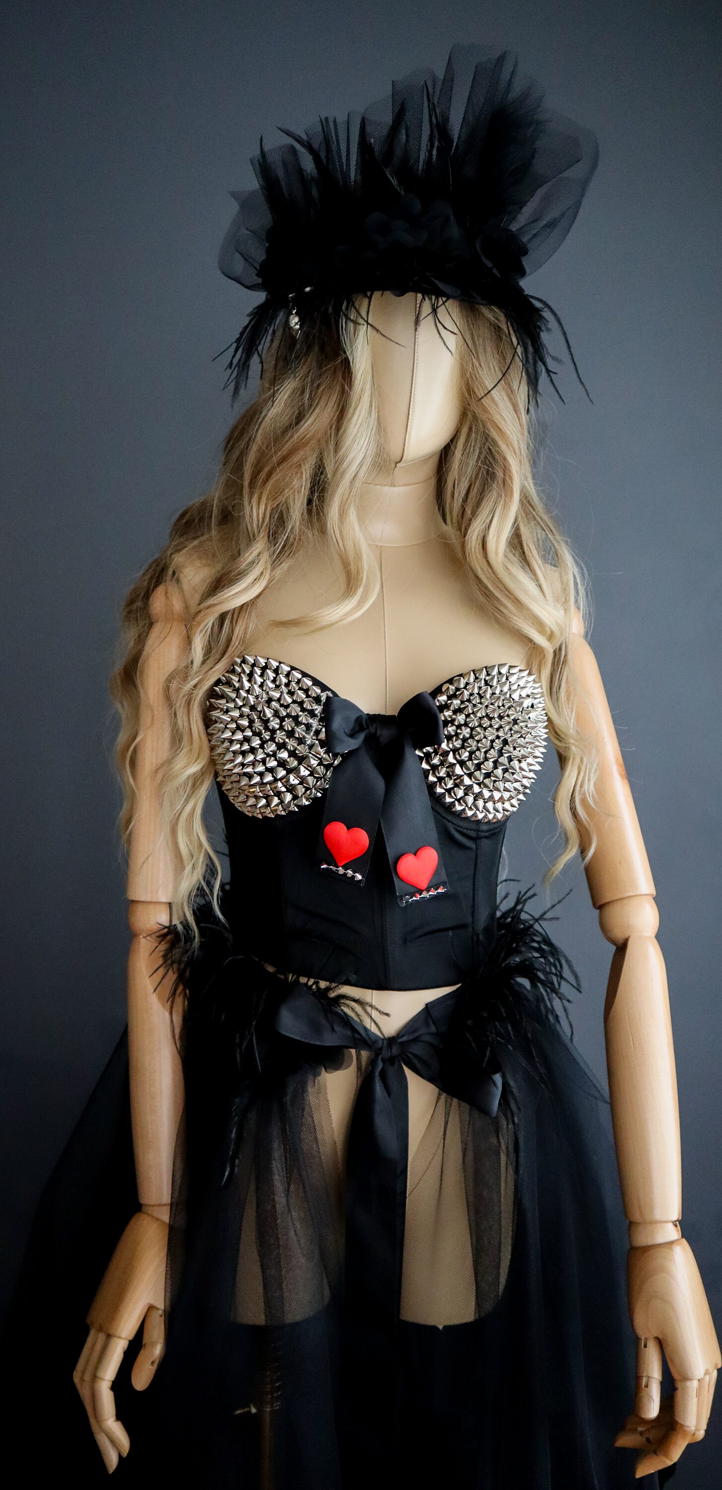 black dress with spikes Multi-layer Mesh Spike Dress Black