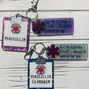 Allergy or medical alert keychain