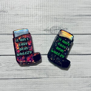 Ce n'est pas facile Bein Wheezy porte-badge, bobine de badge asthme, badge Wheezy réel, porte-carte d'identité à paillettes, cadeau pour infirmière, cadeau pour médecin, allergie