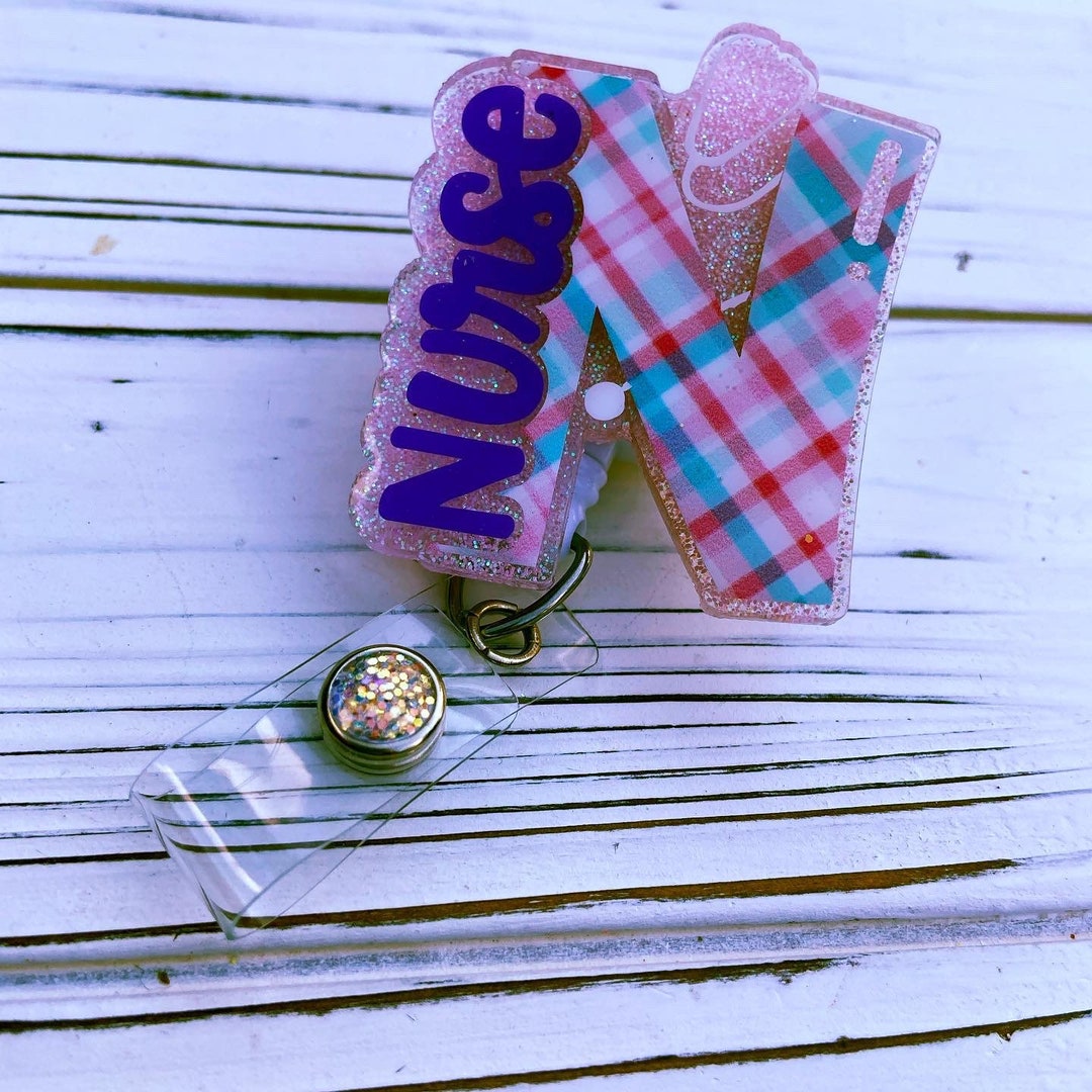 Nurse Badge Reel, Glitter Badge Reel, Retractable Badge Holder, Gift for Nurse Etsy