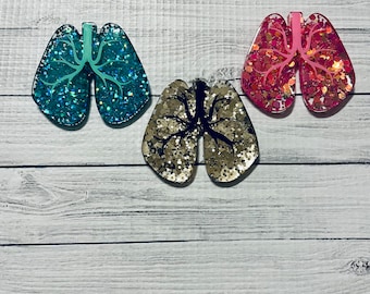 Anatomical lung badge reel, pulmonary badge reel, asthma badge reel, lung badge holder, allergy badge holder, glitter id holder