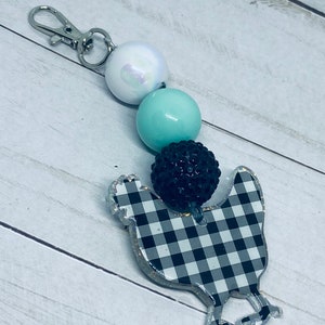 Country chicken Bubblegum bead keychain