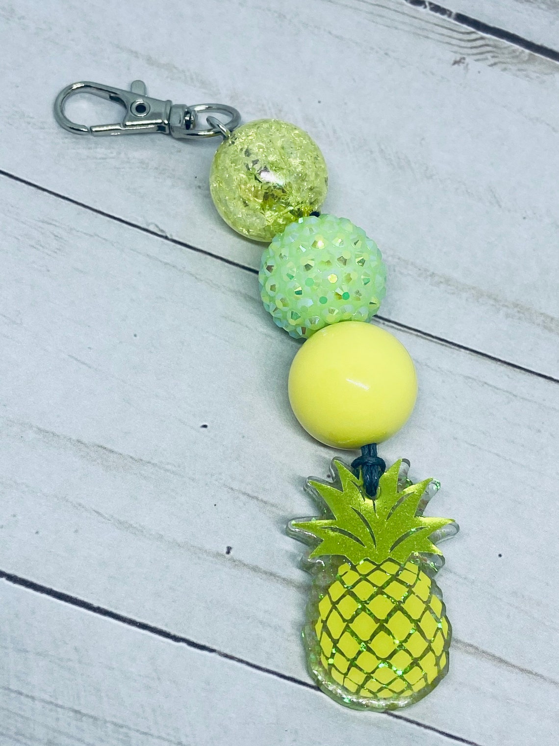 Pineapple Bubblegum Bead Keychain Etsy