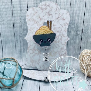 Ramen badge reel, Noodles badge reel, Kawaii badge holder, food badge holder, Glitter badge holder, Glitter ID Holder, gift for Nurse