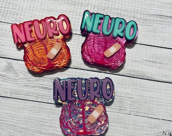 Neurologie badge haspel, hersenen badge reel, neuroloog badge houder, glitter badge houder