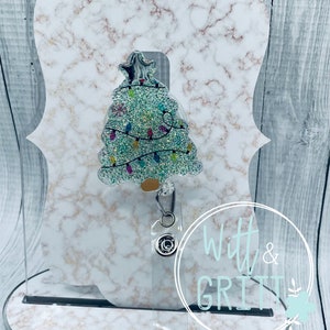 Christmas badge reel, Holiday badge holder, Christmas Tree ID holder, gift for teacher, gift for nurse