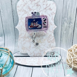 Cartoon badge reel, TV badge holder, nostalgic ID holder, Saturday Morning Cartoon badge holder, gift for teacher, gift for nurser
