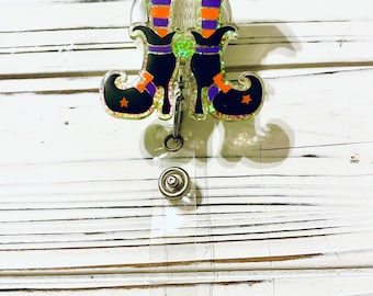 Carrete de insignia de bruja, carrete de insignia de halloween, carrete de insignia espeluznante, carrete de insignia divertido, regalo para enfermera, regalo para maestro