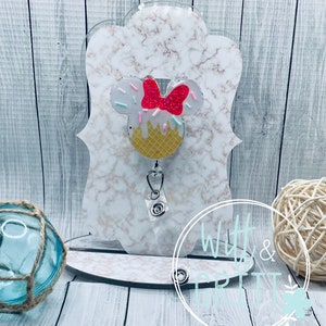 Ice Cream badge reel, Mouse Head badge reel, badge reel, glitter badge holder, gift for teacher, gift for nurse