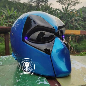 Custom Helmet Deadpool Blue for motorcycle Chopper Bobber approved DOT & ECE