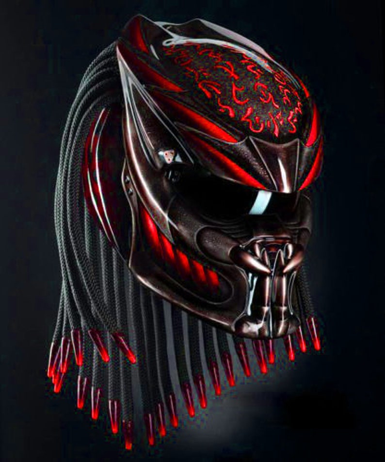 Custom Character Predator Helmet Best Color Red Black  Margin Top Symbol  Bobber Chopper For Motorcycle Approved DOT & ECE