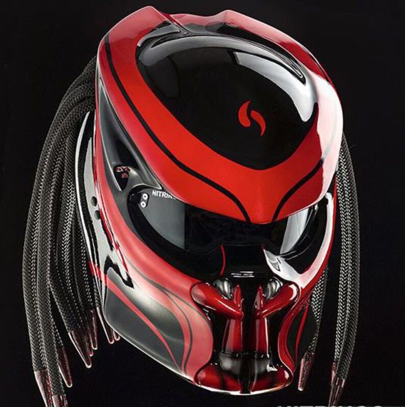 Predator Helmet Custom Black Red Real For Motorcycle Approved DO Predator Helmet Custom Black Red Real For Motorcycle Approved DO