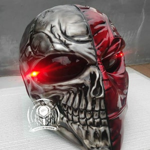 New Arrivals Deathstroke Skull Helmet Character Black Red Chopper Bobber for motorcycle approved DOT & ECE