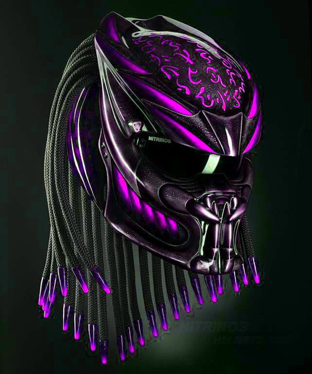 Custom Helmet Predator Motorcycle Black Purple Margin Line Symbol