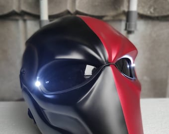 Motorcycle Helmet Custom Deathstroke Character Black Maroon Chopper Bobber Approved DOT & ECE