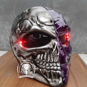 New Arrivals Deathstroke Skull Helmet Character Black Purple Chopper Bobber for motorcycle approved DOT & ECE
