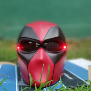 Custom Helmet Deadpool Red Maroon Black for Chopper Bobber Motorcycle Approved DOT & ECE
