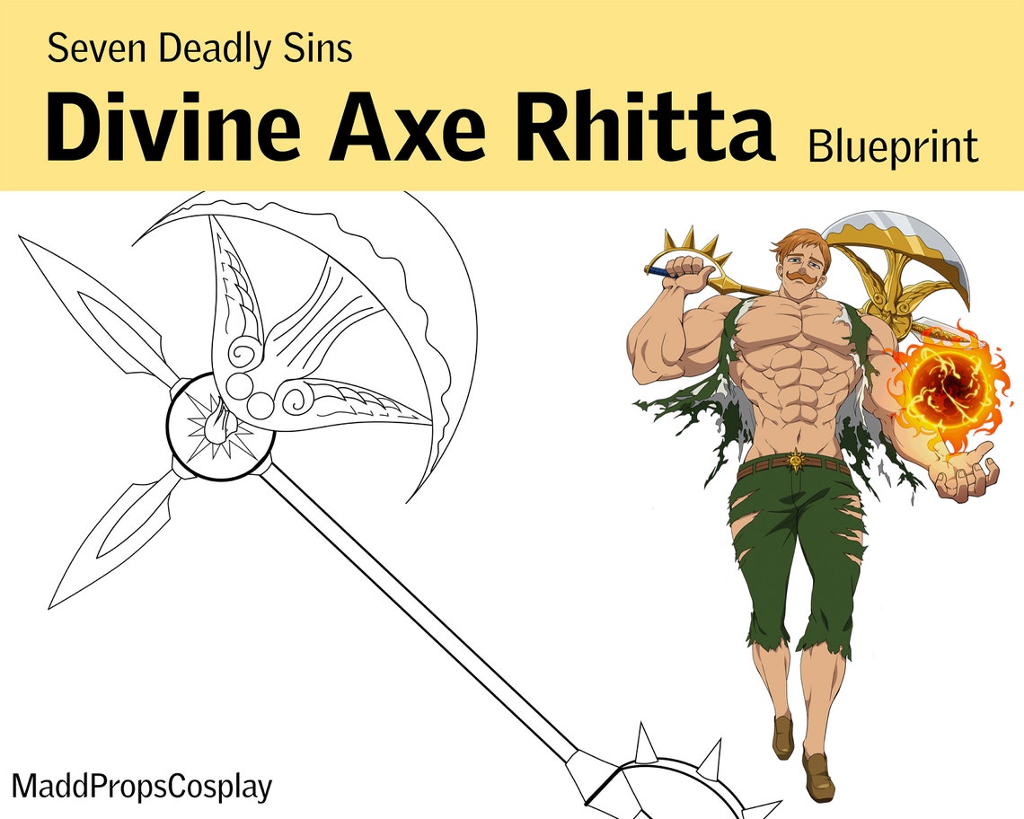 Divine Axe Rhitta Blueprint // Escanor's Axe // Seven Etsy