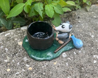 Orville’s Little Fire – Burn Barrel Candle Holder | Handmade Polymer Clay Decor