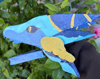 Custom Paper Mâché Dragon Hand Puppet – Handmade Fantasy Creature – Art Puppet – Made to Order
