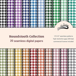 Houndstooth digital paper Seamless muted boho colors sublimation repeat pattern Commercial use