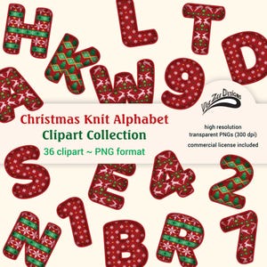 Weihnachten Pullover stricken Alphabet Buchstabe PNG Clipart Weihnachten rot grün Bundle-Pack Sublimation Anfangsdesign Scrapbooking Versorgung Kommerziell