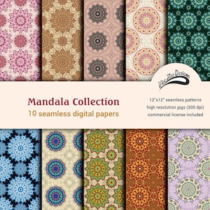 Boho Mandala digitale Papiere Nahtlose Chakra Sublimation sich wiederholendes Muster bündeln Kommerzielle Nutzung