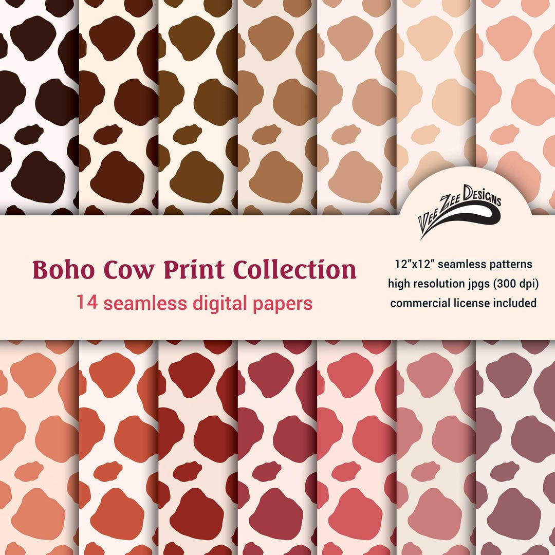 Cow Print Seamless Digital Papers Neutral Boho Animal Skin Pattern ...