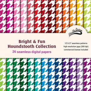 Rainbow houndstooth digital paper seamless repeat bundle sublimation traditional patterns background Bright spring summer color Commercial