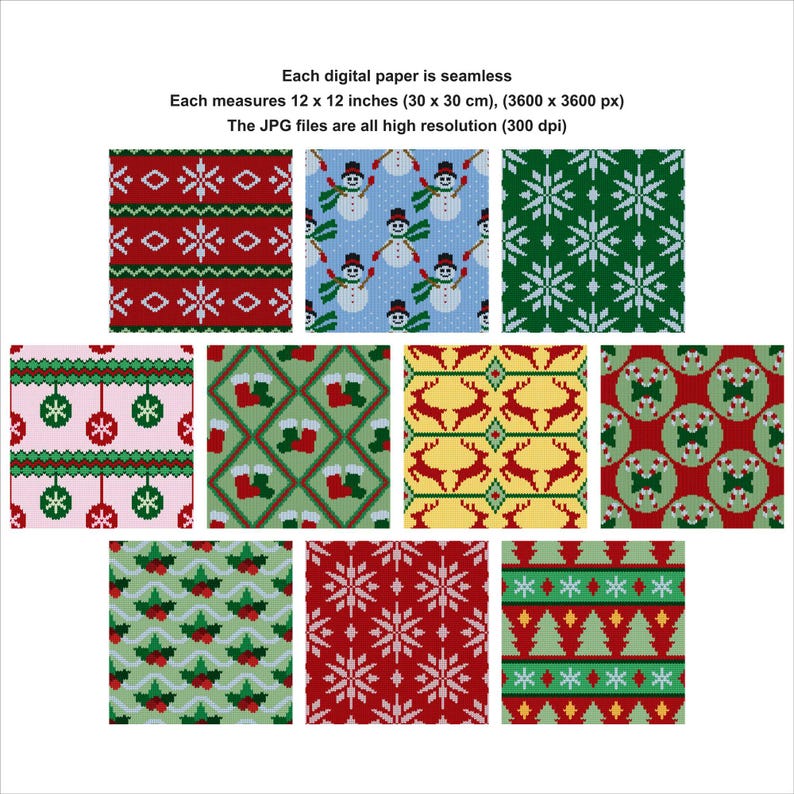 Christmas Sweater Digital Paper Ugly Seamless Sublimation Pattern PNG ...