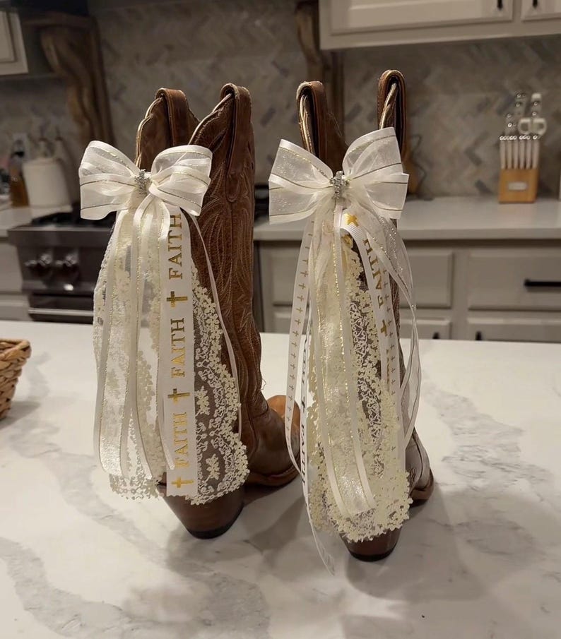 Dress Boot Bows: Faith Ribbon, Boot Accessories (pair) - Etsy