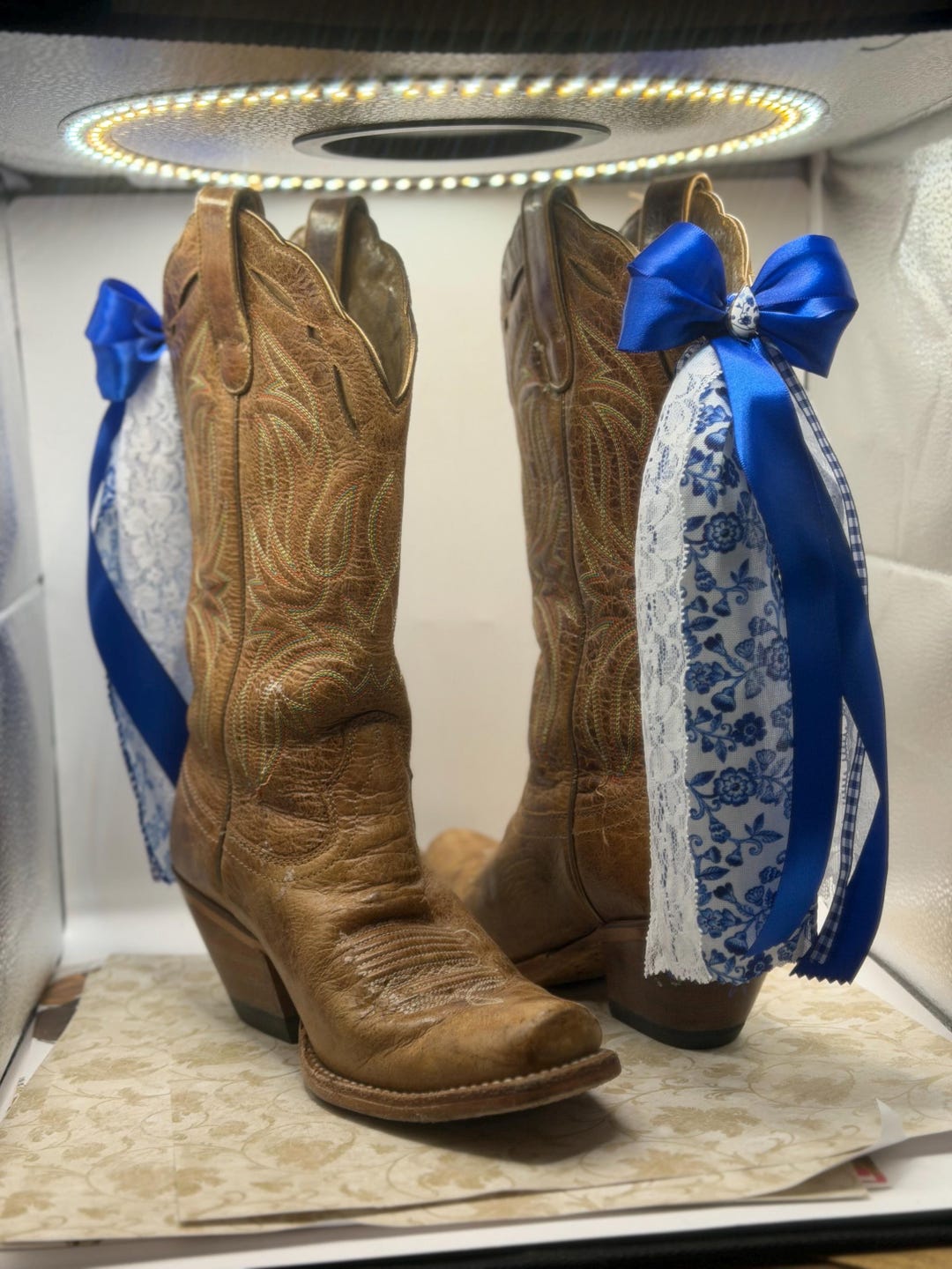 Boot Bows Display Blue Ribbon Boot Bows: Dress up Your Boots, Pair - Etsy