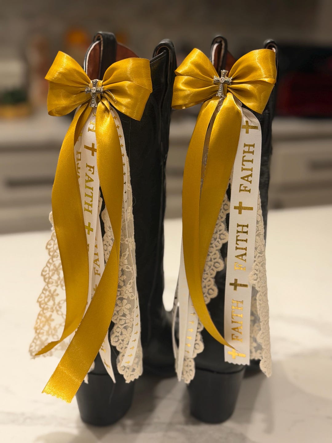 Boot Bows Display Gold Ribbon Boot Bows: Dress up Your Boots, Pair - Etsy