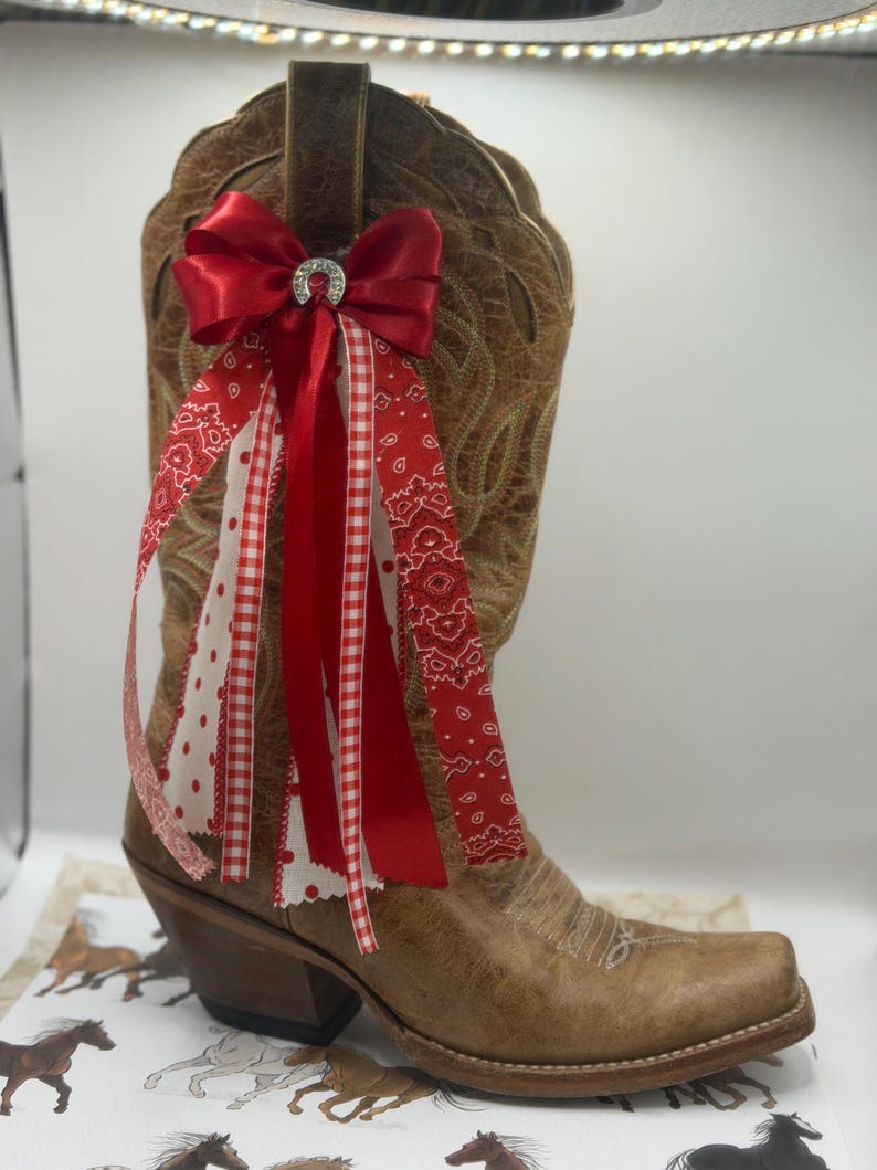 Red Ribbon Boot Bows - Western Boot Accessories, Pair - Etsy