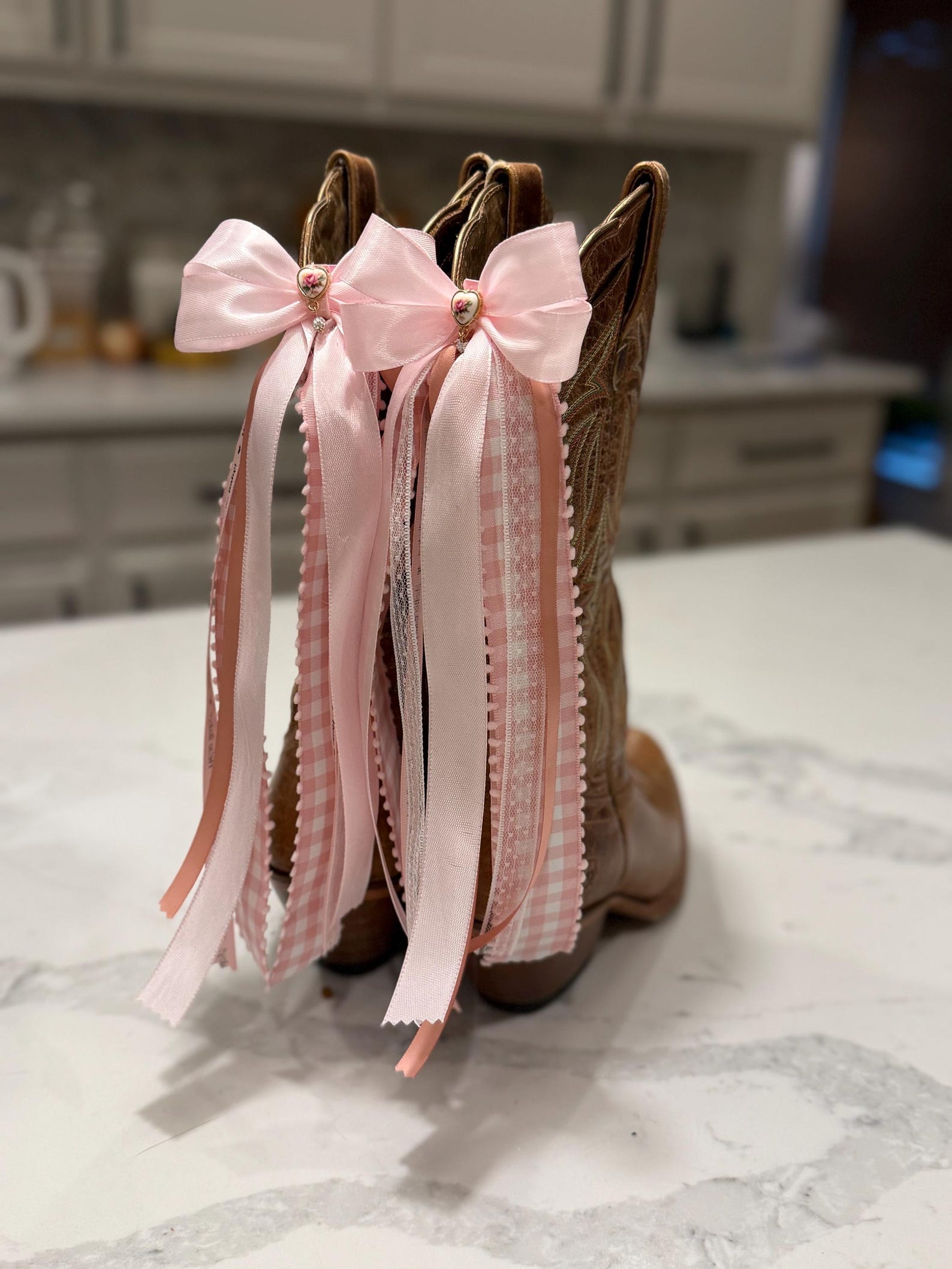 Boot Bows Display Pink Ribbon Boot Bows: Baby Shower, Gender Reveal - Etsy