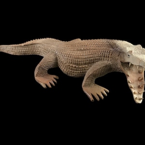 16&quot; Long Hand Carved Wooden Crocodile | Crocodile Sobek Figurine | Long Tail | Strong Powerful Figurine | Hand Carved Crocodile | Suar Wood
