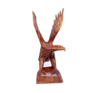 12&quot; Large Eagle Wood Carving  | Solid Wood | Flying Eagle | Good Omen | Unique Gift | Christmas Gift | Art | Eagle Statue Eagle Figurine