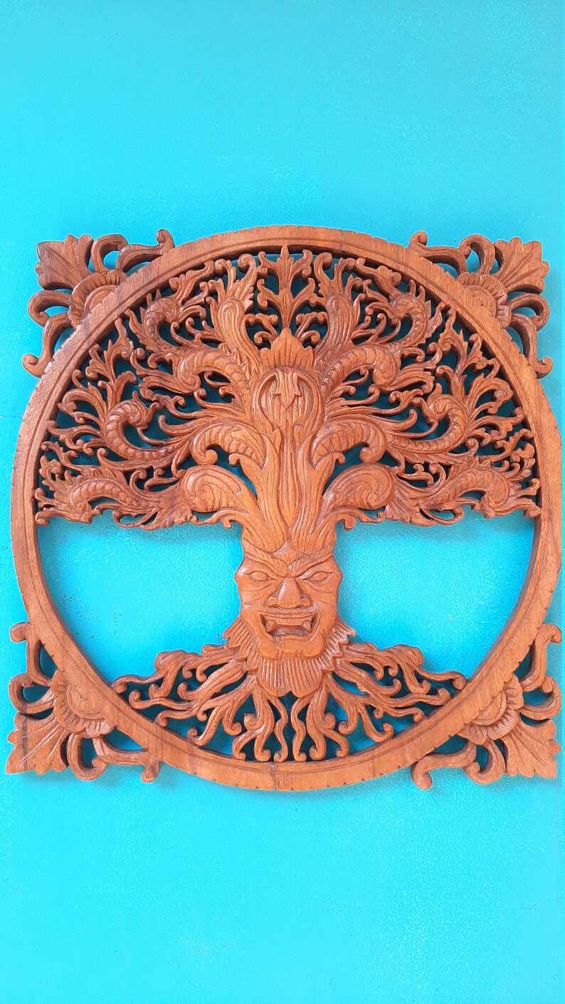 19 Tall Vintage Wall Hanging Wooden Hand Carved Tree of Life Design