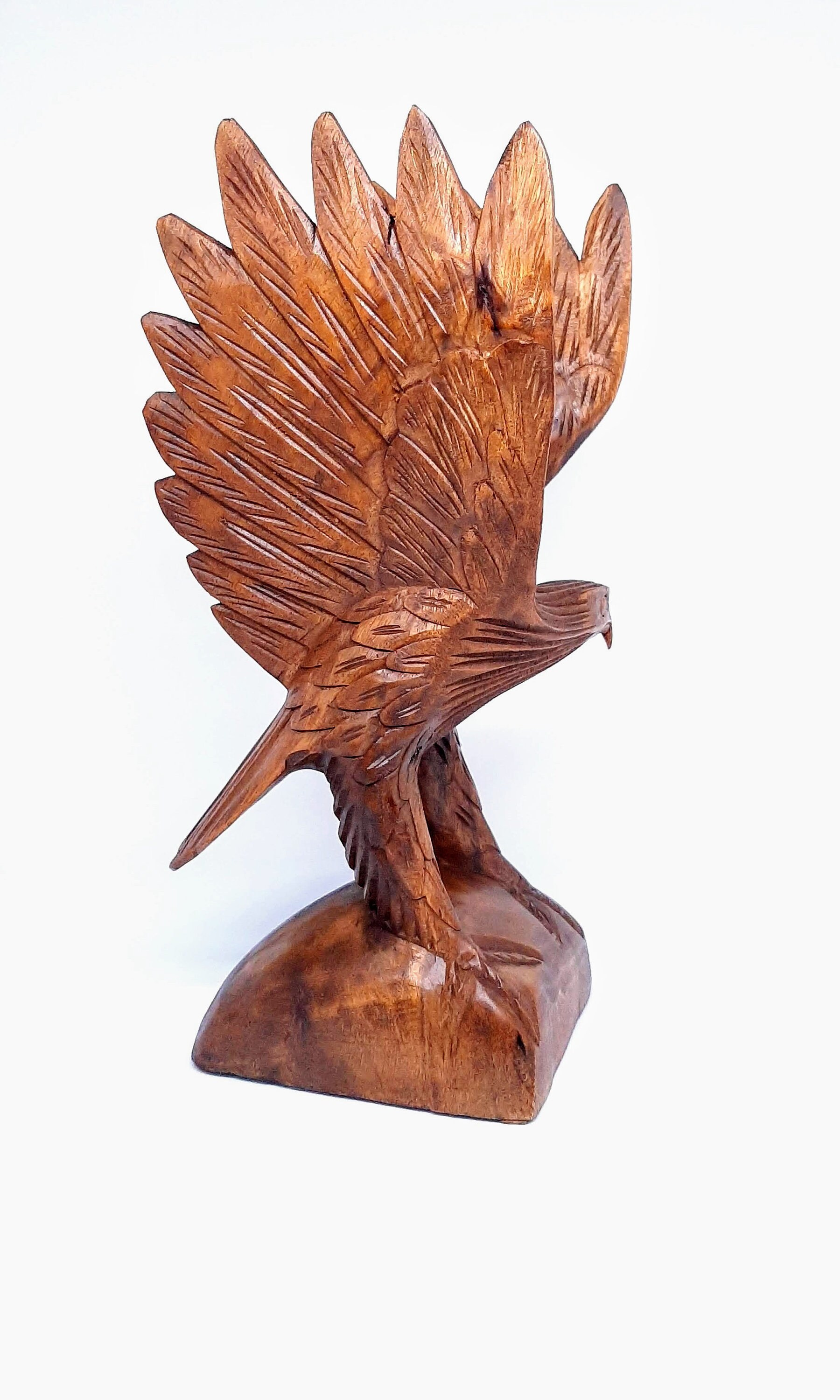 12 Large Eagle Wood Carving Solid Wood Flying Eagle Etsy Ireland