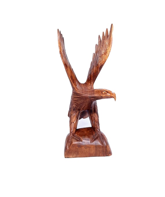 12 Large Eagle Wood Carving Solid Wood Flying Eagle Etsy