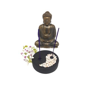 Yin Yang Ceramic Incense Holder with Fragrance Sticks & Pebbles for Meditation and Relaxation | Exotic incense sticks sacred by nature
