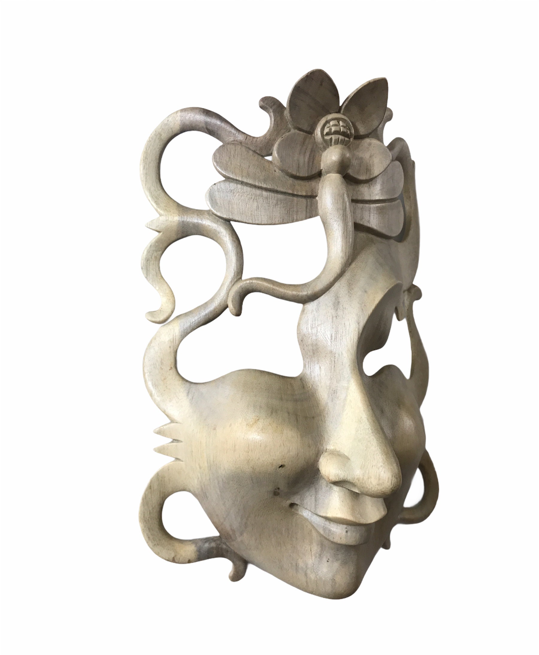 Wood Mask Wall Art Wooden Face Mask Made from Hibiscus Wood Etsy