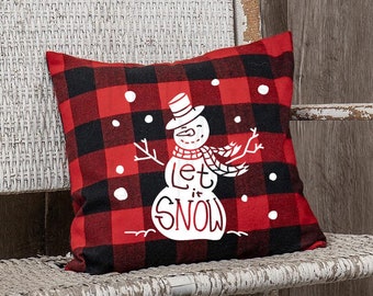 Let it Snow buffalo Plaid Pillow Cover | Pillow Cover | Holiday Cover