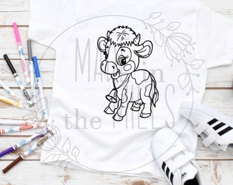 Cow | coloring book shirt | Toddler | Youth | T-shirt
