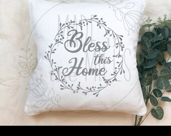 Bless this House | everyday pillow | White Polyester Pillow Cover | Pillow Cover