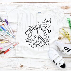 Butterfly Peace Sign | coloring book shirt | Toddler | Youth | T-shirt