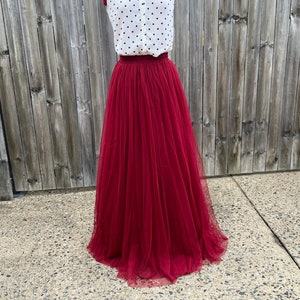 Jupe en tulle bordeaux,Jupe de mariée,Jupe longue en tulle de demoiselle d&#39;honneur,Jupe en tulle doux,Jupe en tulle,Jupe en tulle personnalisée,Robes de mariée