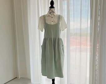 Mint green Cotton Linen Apron, Apron Dress for Women, Gardening Aprons, Apron Dress, Baking apron, Cross back apron, Cooking Apron