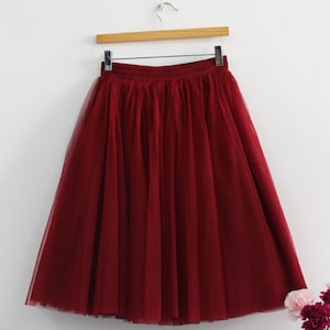 Wine red Tulle Skirt,Wedding Skirt,Bridesmaid Short Tulle Skirt,Soft Tulle Skirt, Tulle Skirt,Custom Tuller Skirt,Wedding Dresses