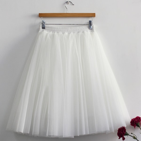 Cute Sheer Tulle Skirt White Dress